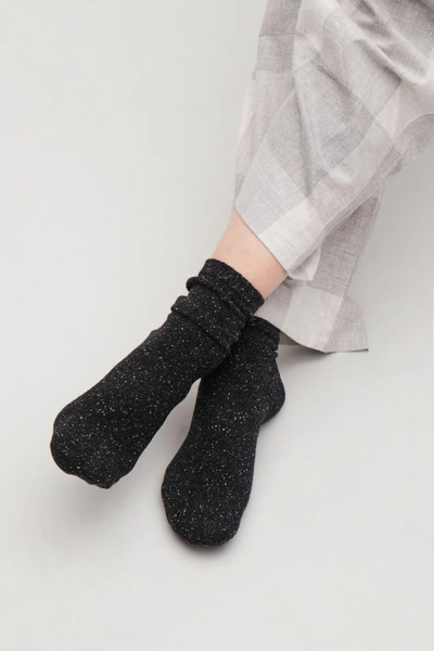 Shop Cos Speckled Wool-cashmere Socks In Black