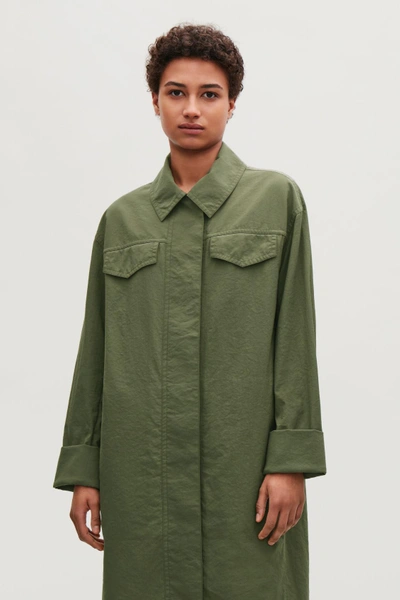 Shop Cos Long Jacket Dress In Green