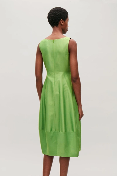 Shop Cos Cotton-silk Cocoon Dress In Green