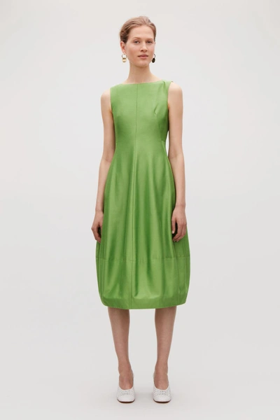 Cotton-silk Cocoon Dress In Green