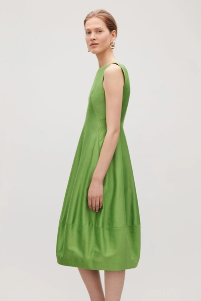 Cos Cotton-silk Cocoon Dress In Green | ModeSens
