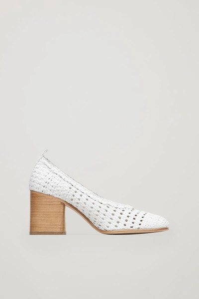 Shop Cos Braided Leather Heels In White