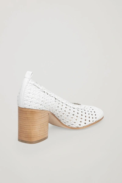 Shop Cos Braided Leather Heels In White