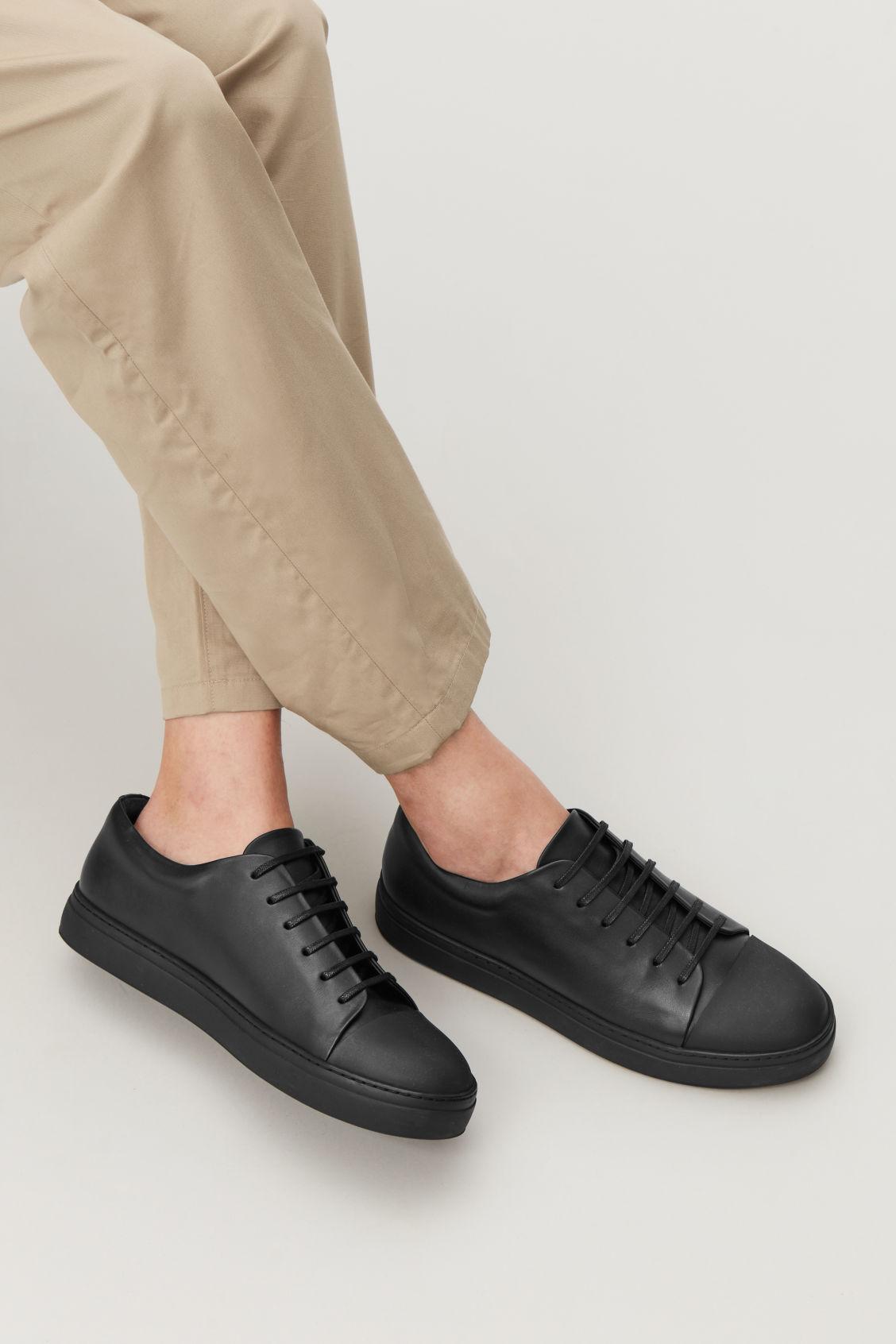 cos thick soled leather sneakers