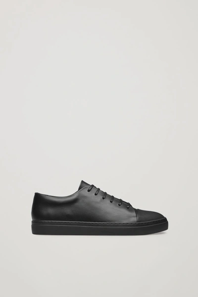 Cos Rubber-detail Leather Sneakers In Black | ModeSens