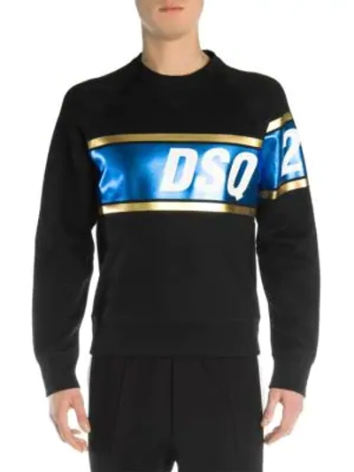Shop Dsquared2 Laminated Logo Sweatshirt In Black Blue