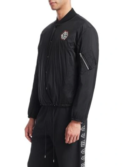 Shop Mcq By Alexander Mcqueen Ma1 Drawstring Bomber Jacket In Darkest Black