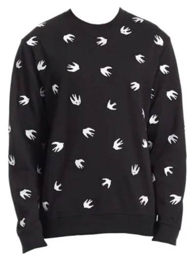 Shop Mcq By Alexander Mcqueen Swallow-print Sweatshirt In Darkest Black