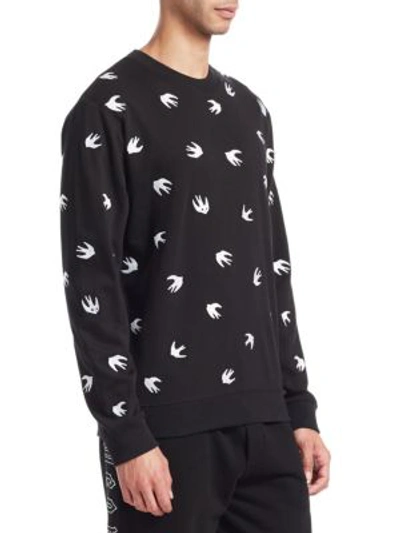 Shop Mcq By Alexander Mcqueen Swallow-print Sweatshirt In Darkest Black