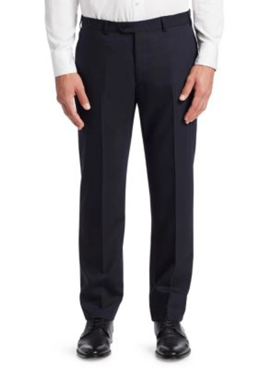 Shop Emporio Armani G Line Tonal Stripe Stretch Wool Pants In Navy