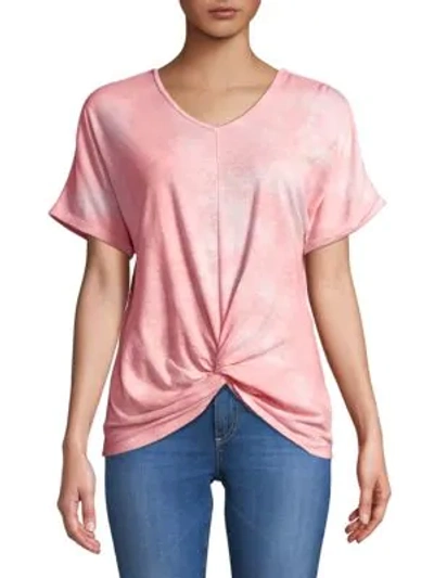 Shop C&c California Knotted Front-tie Tops In Salmon