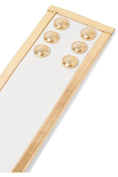 Shop Balmain Button-detailed Leather Waist Belt In Gold