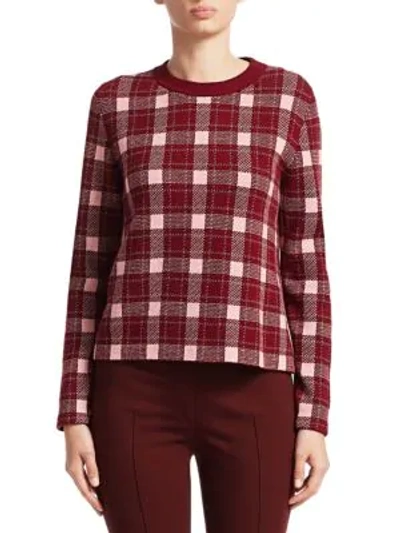 Shop Akris Punto Cashmere-blend Check Pullover In Blush Rose