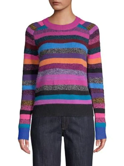 Shop Marc Jacobs Cashmere Striped Sweater In Magenta Multi
