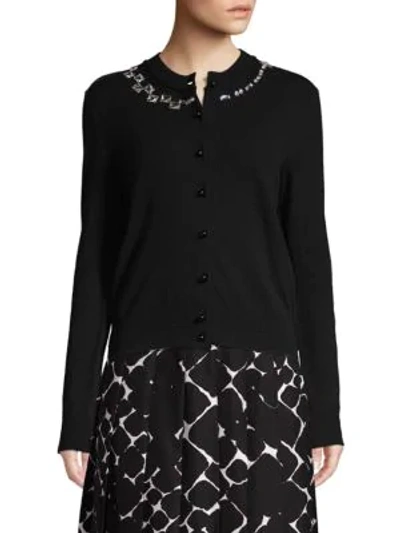 Shop Marc Jacobs Wool Blend Embellished Cardigan In Black