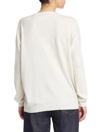 Shop Brunello Cucinelli Cashmere Crewneck Sweater In White