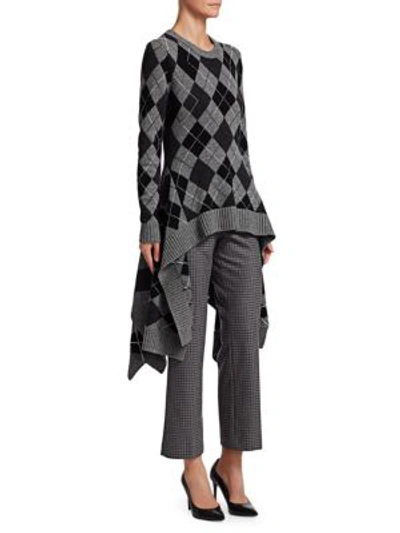 Shop Michael Kors Cashmere Argyle Handkerchief Sweater In Banker Melange