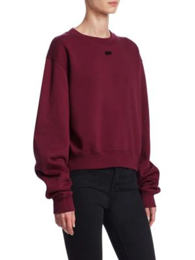 Shop Off-white Arrow Crop Sweatshirt In Bordeaux-black