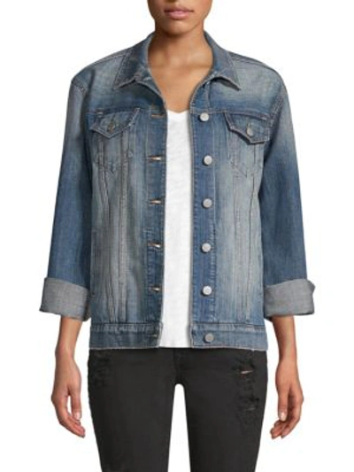 Shop True Religion Trucker Denim Jacket In Faed Seasoned Blue