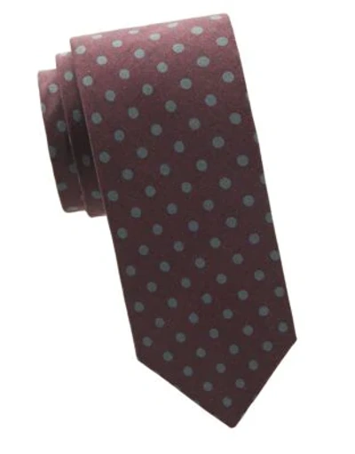 Shop Isaia Men's Silk Polka Dot Tie In Red