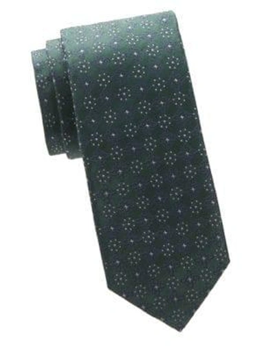 Shop Isaia Embroidered Silk Tie In Green