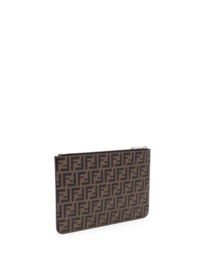 Shop Fendi Ff Embossed Leather Pouch In Nero Maya