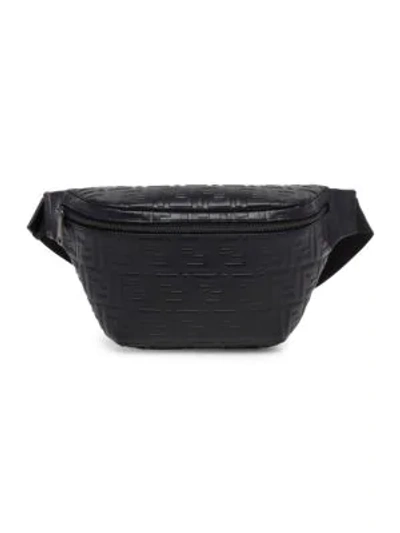 Shop Fendi Men's Ff Embossed Belt Bag In Nero