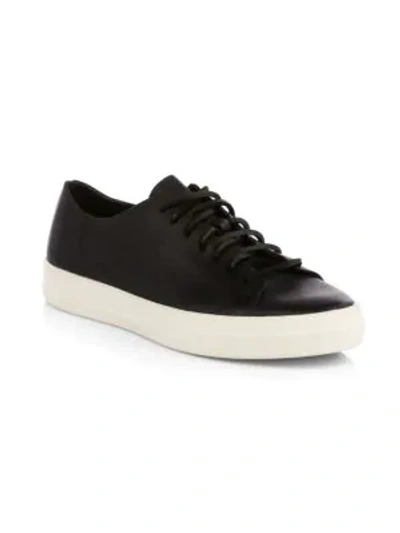 Shop Vince Classic Leather Sneakers In Black