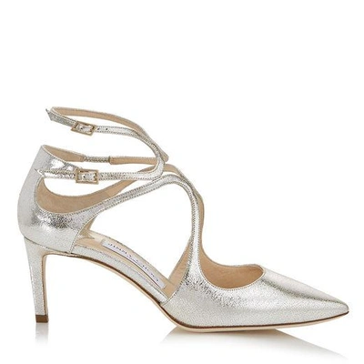 Shop Jimmy Choo Lancer 65 Champagne Glitter Leather Pointy Toe Pumps