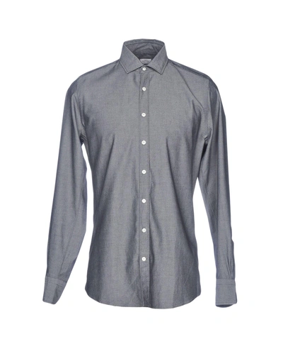Shop Borsa Solid Color Shirt In Steel Grey