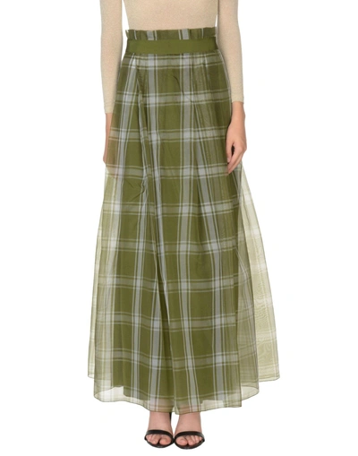 Shop Alberta Ferretti Long Skirts In Military Green