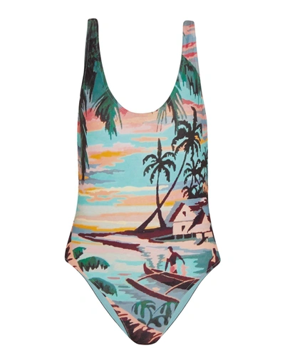 Shop Orlebar Brown One-piece Swimsuits In Turquoise