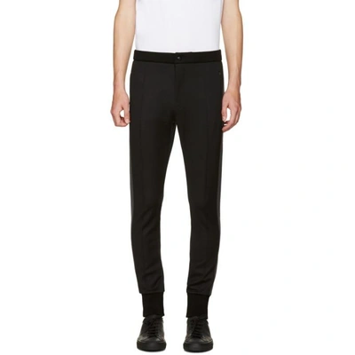 Shop Dolce & Gabbana Dolce And Gabbana Black Cuffed Lounge Pants In S9000 Black/grey