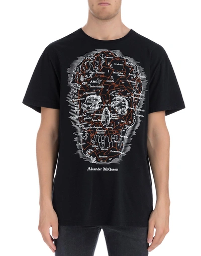 Shop Alexander Mcqueen Map Skull T-shirt In Black