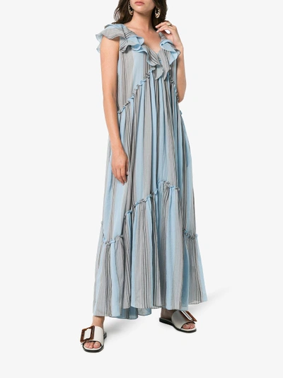 Shop Three Graces Wilhelmina Marari Stripe Maxi Dress In Blue