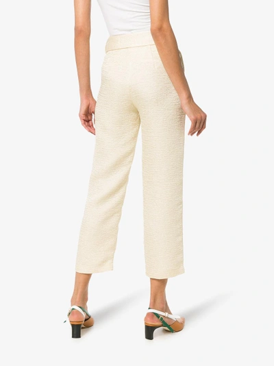 Shop Nanushka Raimo Belted Cropped Judo Trousers In Nude/neutrals