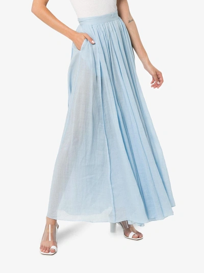 Shop Three Graces Arlene High-waisted Maxi Skirt In Blue