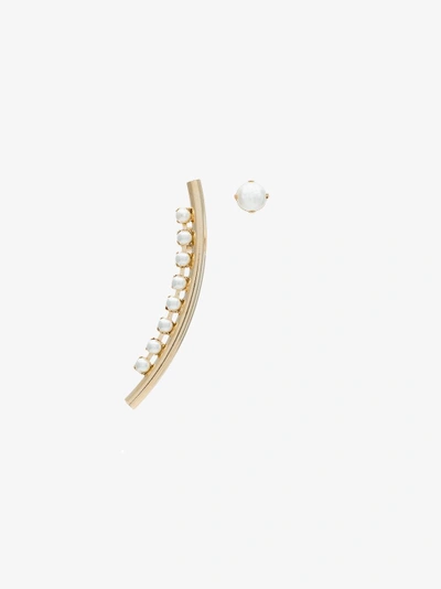 Shop Anton Heunis Gold Plated Brass Stud And Pearl Tube Earring In Metallic