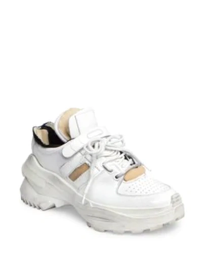 Shop Maison Margiela Chunky Leather Sneakers In White Black