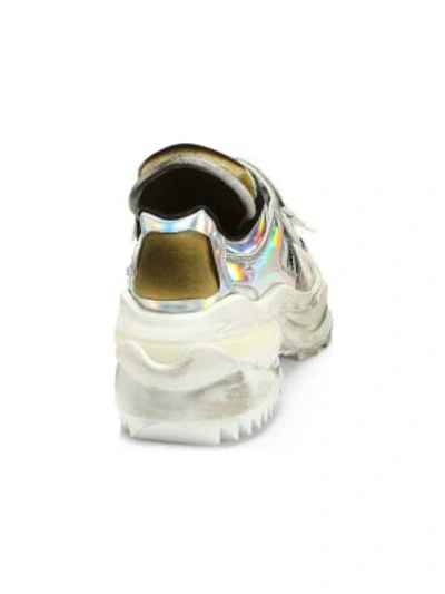 Shop Maison Margiela Chunky Leather Sneakers In Silver