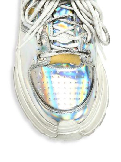 Shop Maison Margiela Chunky Leather Sneakers In Silver