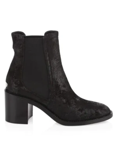 Shop Jimmy Choo Merril Velvet Ankle Boots In Black Silver