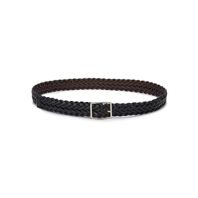 Shop Paul Smith Black Reversible Braided Leather Belt