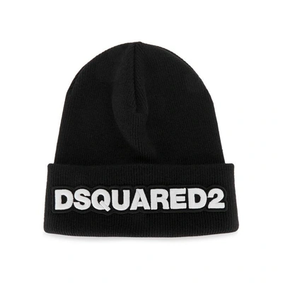 Shop Dsquared2 Black Appliquéd-logo Beanie