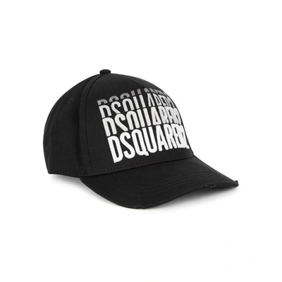 Shop Dsquared2 Black Embroidered Twill Cap