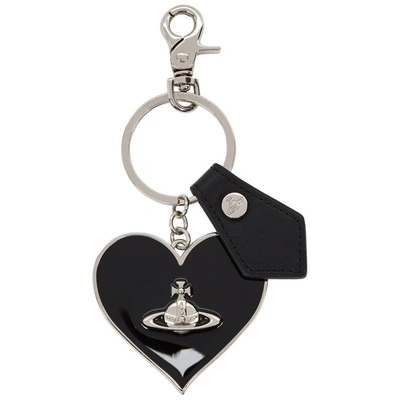 Shop Vivienne Westwood Black Enamelled Heart Keyring