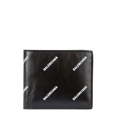 Shop Balenciaga Black Logo-print Leather Wallet
