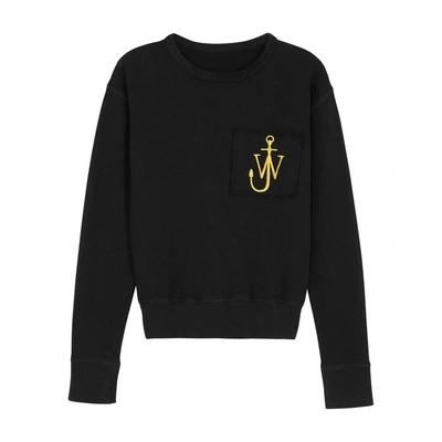 Shop Jw Anderson Black Logo-embroidered Cotton Sweatshirt