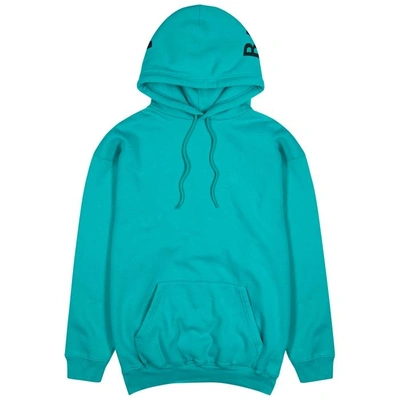 Shop Balenciaga Logo-print Hooded Cotton-blend Sweatshirt In Turquoise