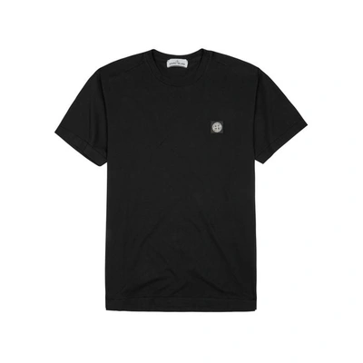 Shop Stone Island Black Logo-appliquéd Cotton T-shirt